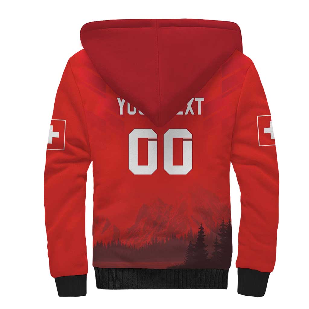 Custom Switzerland Football Sherpa Hoodie Red Crosses Go Champions
