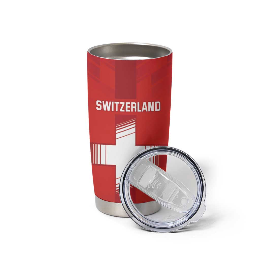 Custom Switzerland Football Tumbler Cup Red Crosses Go Champions