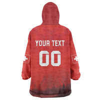 Custom Switzerland Football Wearable Blanket Hoodie Red Crosses Go Champions