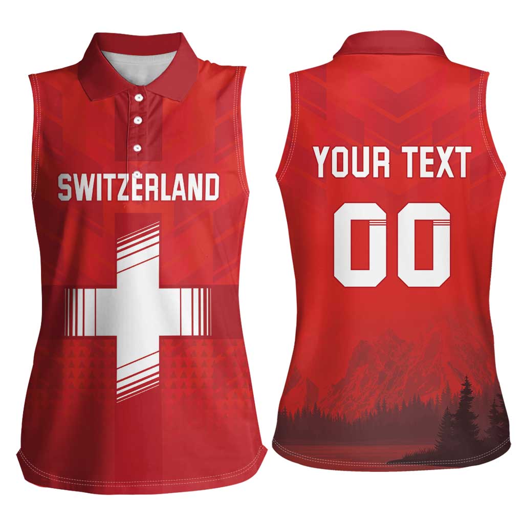 Custom Switzerland Football Women Sleeveless Polo Shirt Red Crosses Go Champions