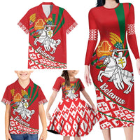 Belarus Pahonia Family Matching Long Sleeve Bodycon Dress and Hawaiian Shirt Belarusian Patterns