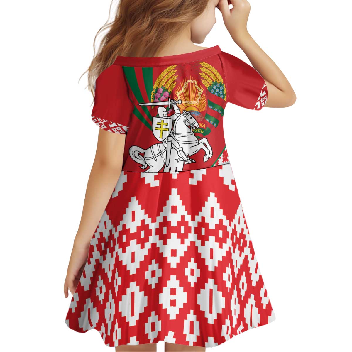 Belarus Pahonia Kid Short Sleeve Dress Belarusian Patterns