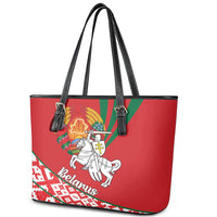 Belarus Pahonia Leather Tote Bag Belarusian Patterns