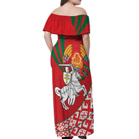 Belarus Pahonia Off Shoulder Maxi Dress Belarusian Patterns