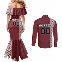 Custom Belarus Football Couples Matching Mermaid Dress and Long Sleeve Button Shirt The White Wings Red Version