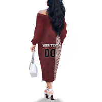 Custom Belarus Football Family Matching Off The Shoulder Long Sleeve Dress and Hawaiian Shirt The White Wings Red Version