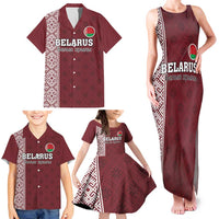 Custom Belarus Football Family Matching Tank Maxi Dress and Hawaiian Shirt The White Wings Red Version