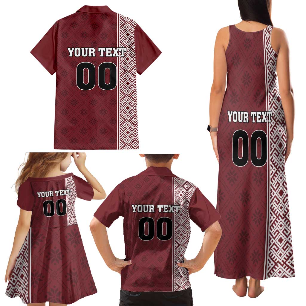 Custom Belarus Football Family Matching Tank Maxi Dress and Hawaiian Shirt The White Wings Red Version