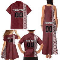 Custom Belarus Football Family Matching Tank Maxi Dress and Hawaiian Shirt The White Wings Red Version