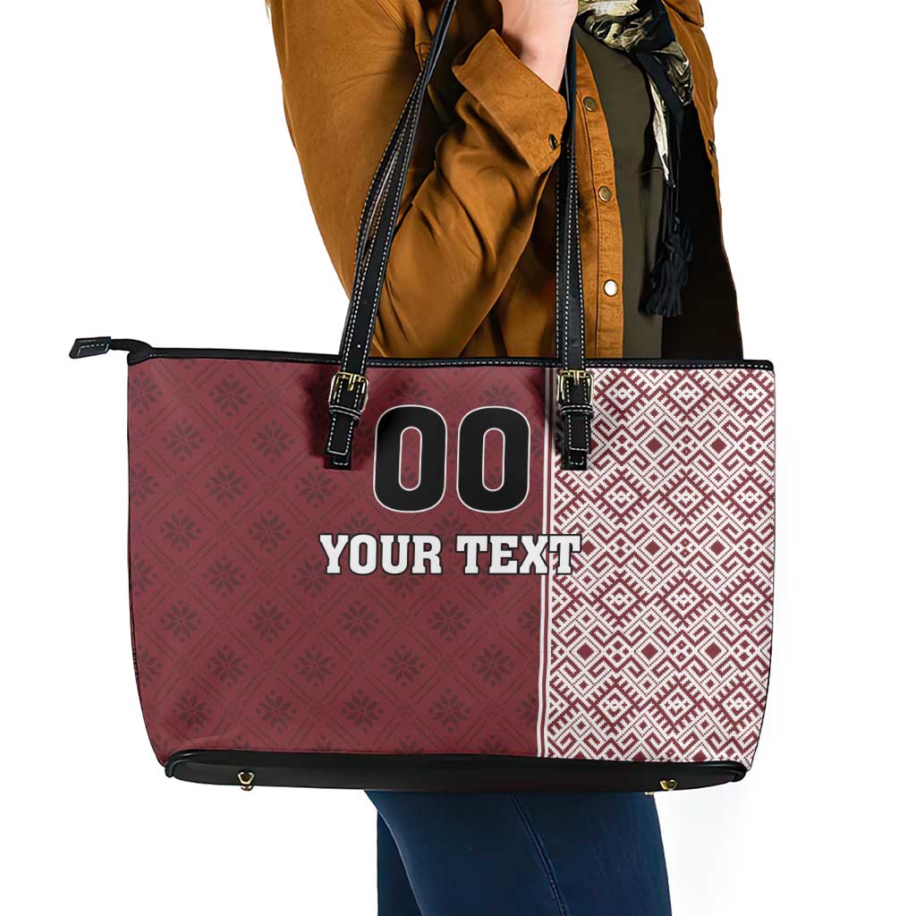 Custom Belarus Football Leather Tote Bag The White Wings Red Version