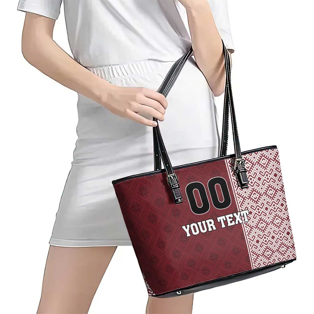 Custom Belarus Football Leather Tote Bag The White Wings Red Version