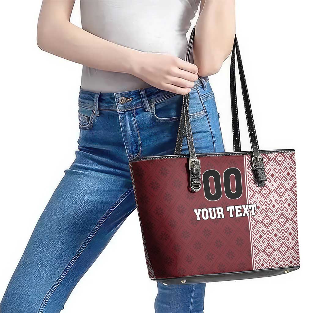 Custom Belarus Football Leather Tote Bag The White Wings Red Version