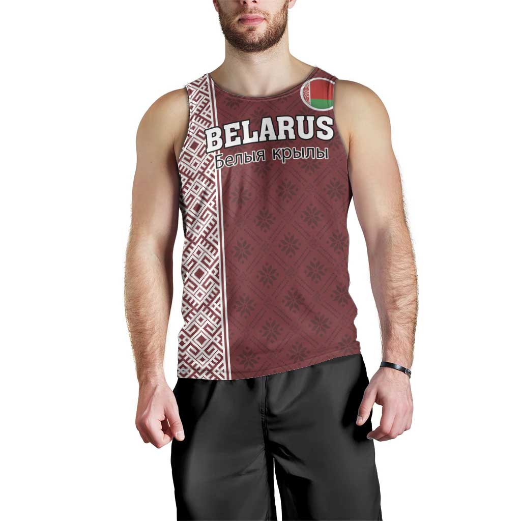 Custom Belarus Football Men Tank Top The White Wings Red Version
