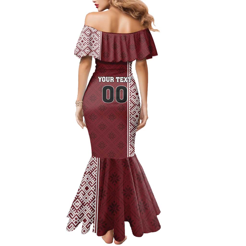 Custom Belarus Football Mermaid Dress The White Wings Red Version