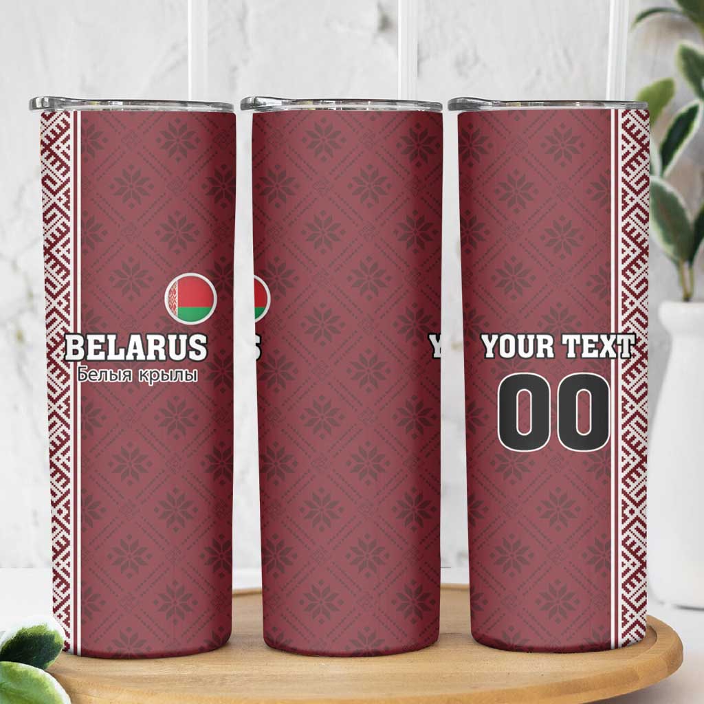 Custom Belarus Football Skinny Tumbler The White Wings Red Version