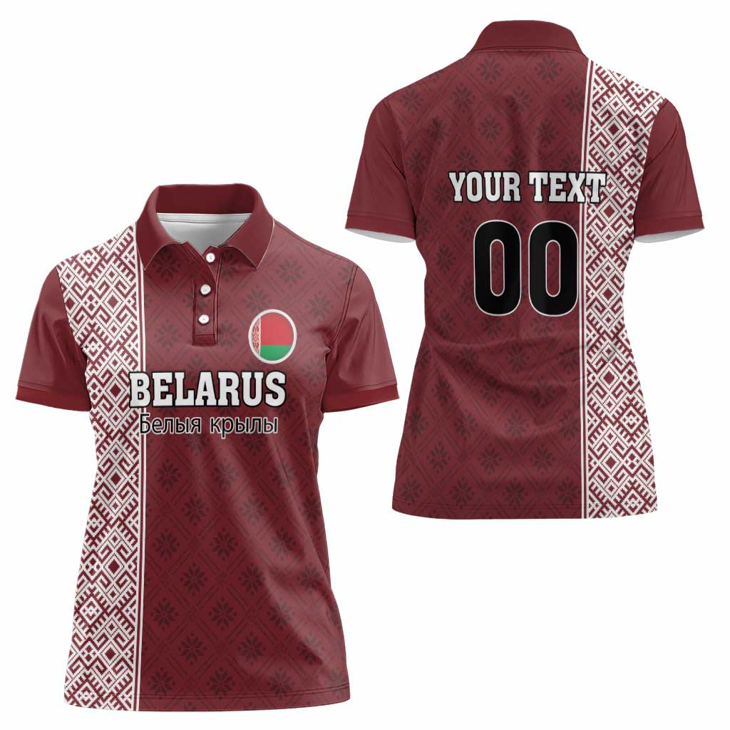 Custom Belarus Football Women Polo Shirt The White Wings Red Version