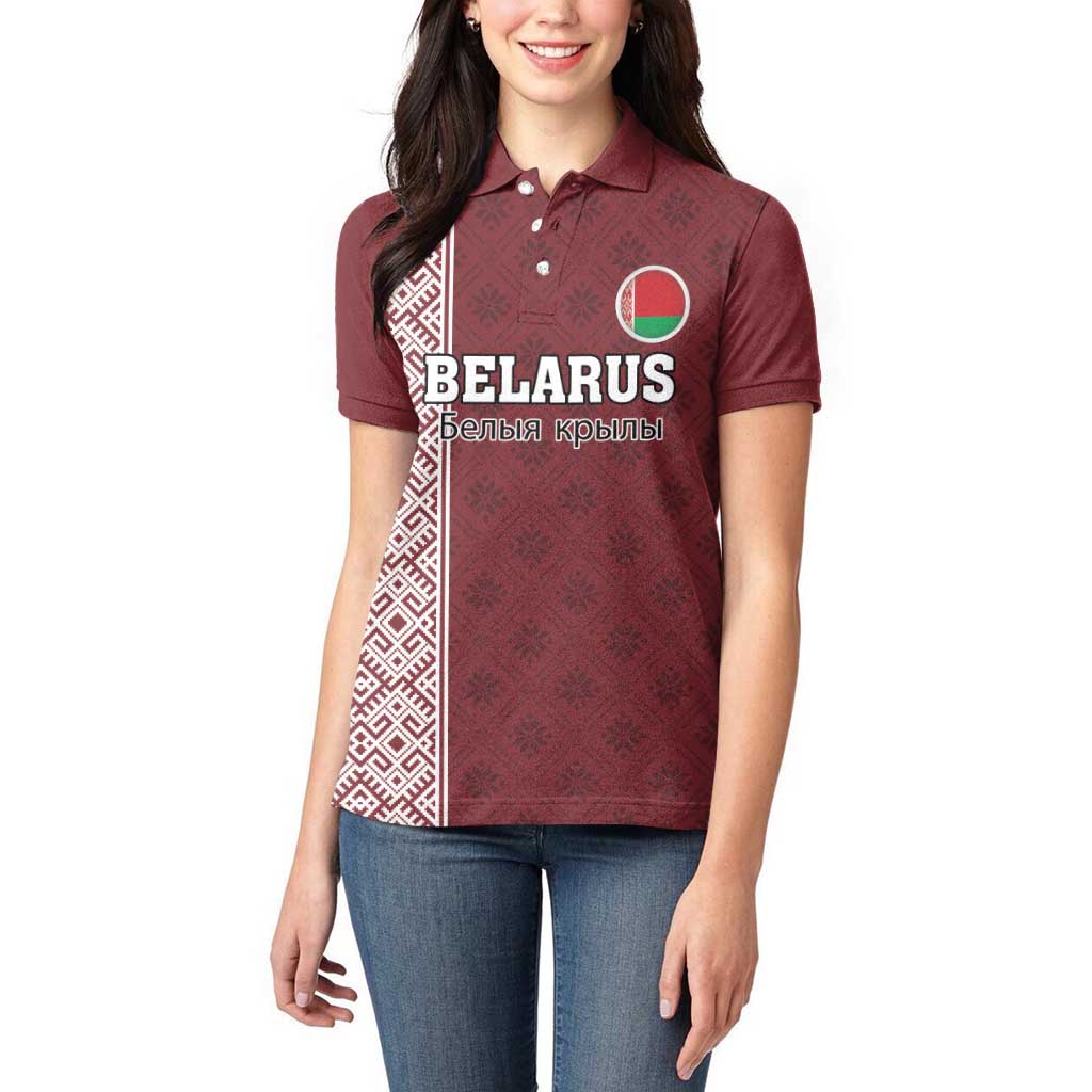 Custom Belarus Football Women Polo Shirt The White Wings Red Version