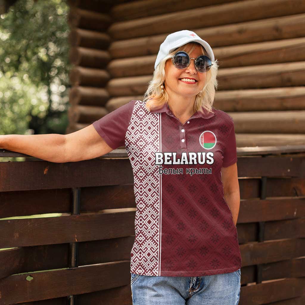 Custom Belarus Football Women Polo Shirt The White Wings Red Version