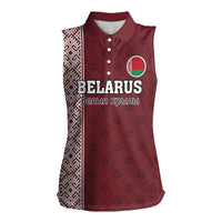 Custom Belarus Football Women Sleeveless Polo Shirt The White Wings Red Version