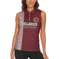 Custom Belarus Football Women Sleeveless Polo Shirt The White Wings Red Version