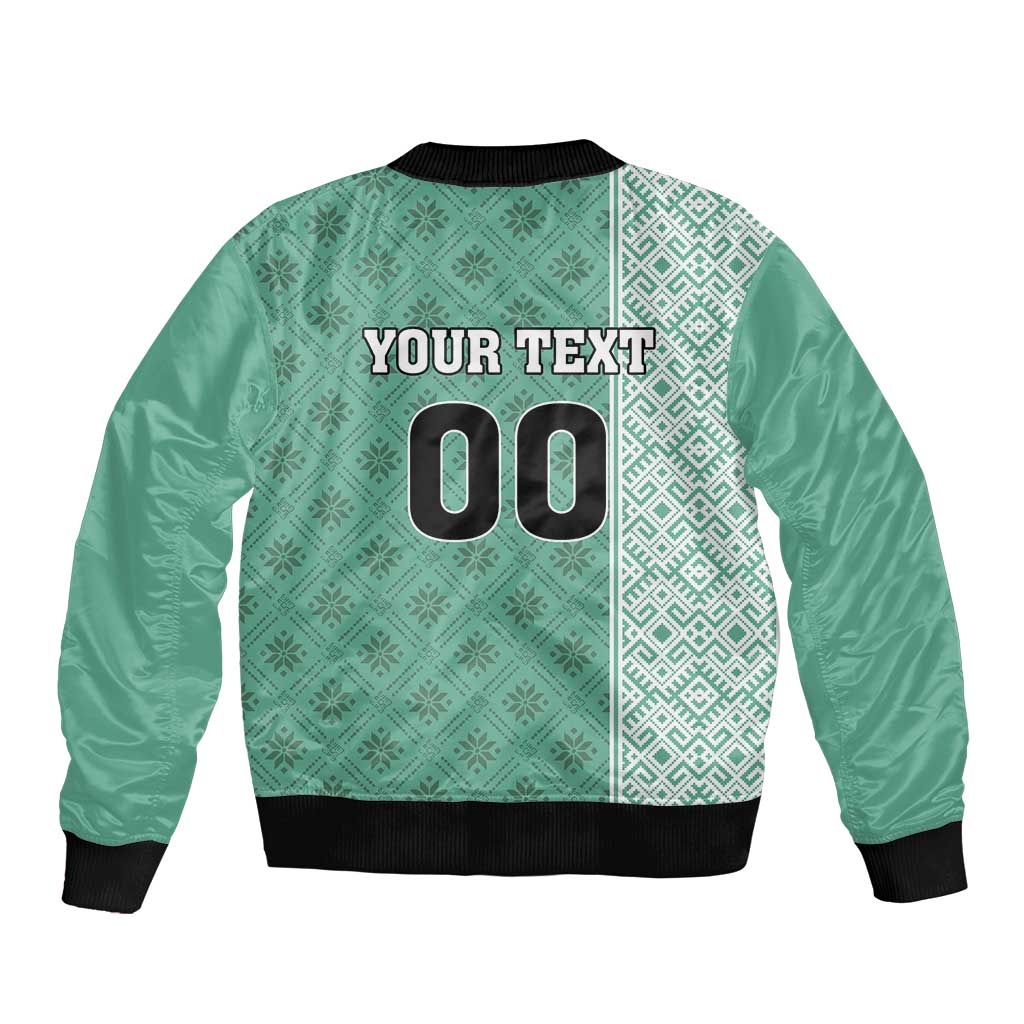 Custom Belarus Football Bomber Jacket The White Wings Green Version