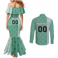 Custom Belarus Football Couples Matching Mermaid Dress and Long Sleeve Button Shirt The White Wings Green Version