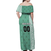 Custom Belarus Football Family Matching Off Shoulder Maxi Dress and Hawaiian Shirt The White Wings Green Version
