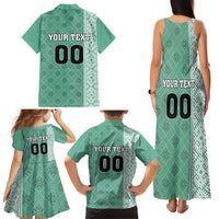 Custom Belarus Football Family Matching Tank Maxi Dress and Hawaiian Shirt The White Wings Green Version