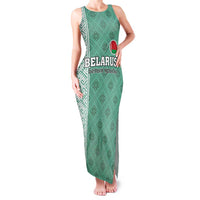 Custom Belarus Football Family Matching Tank Maxi Dress and Hawaiian Shirt The White Wings Green Version