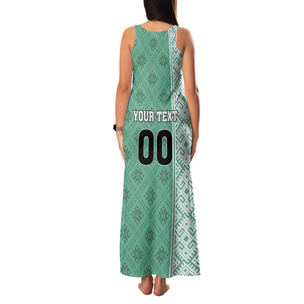 Custom Belarus Football Family Matching Tank Maxi Dress and Hawaiian Shirt The White Wings Green Version