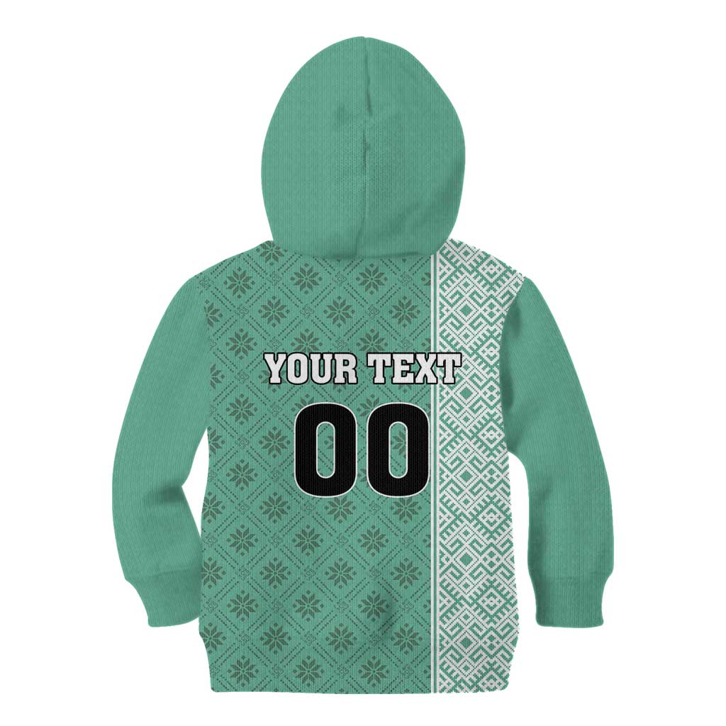 Custom Belarus Football Kid Hoodie The White Wings Green Version