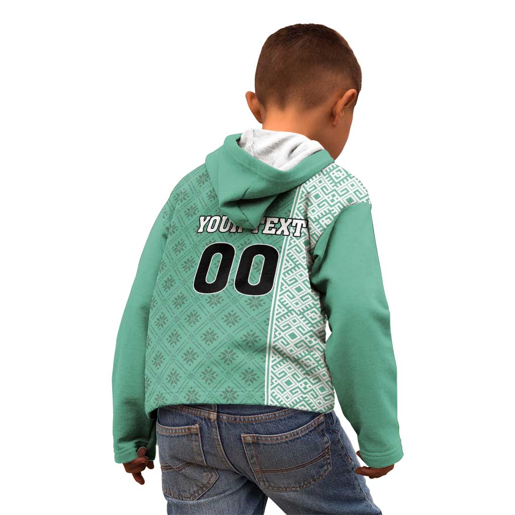 Custom Belarus Football Kid Hoodie The White Wings Green Version