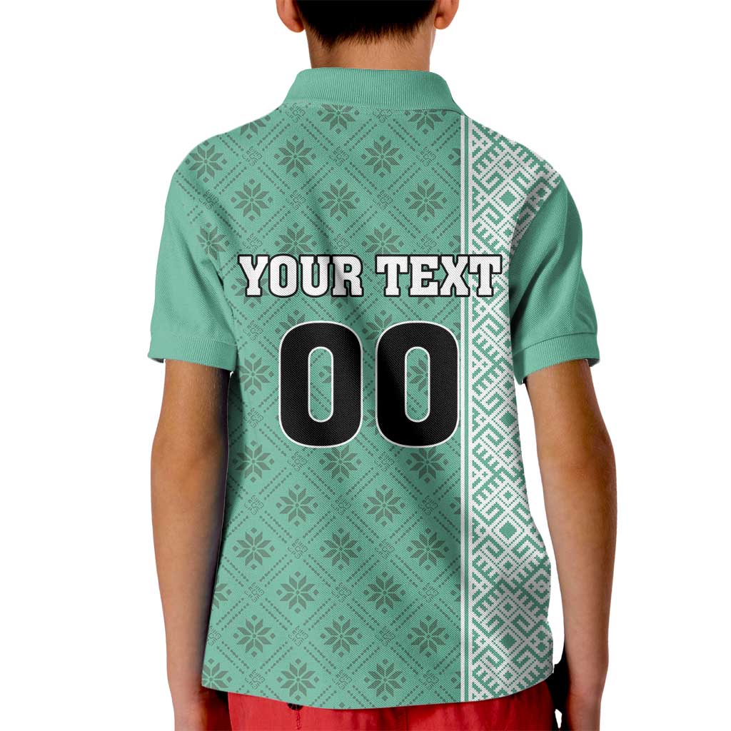 Custom Belarus Football Kid Polo Shirt The White Wings Green Version