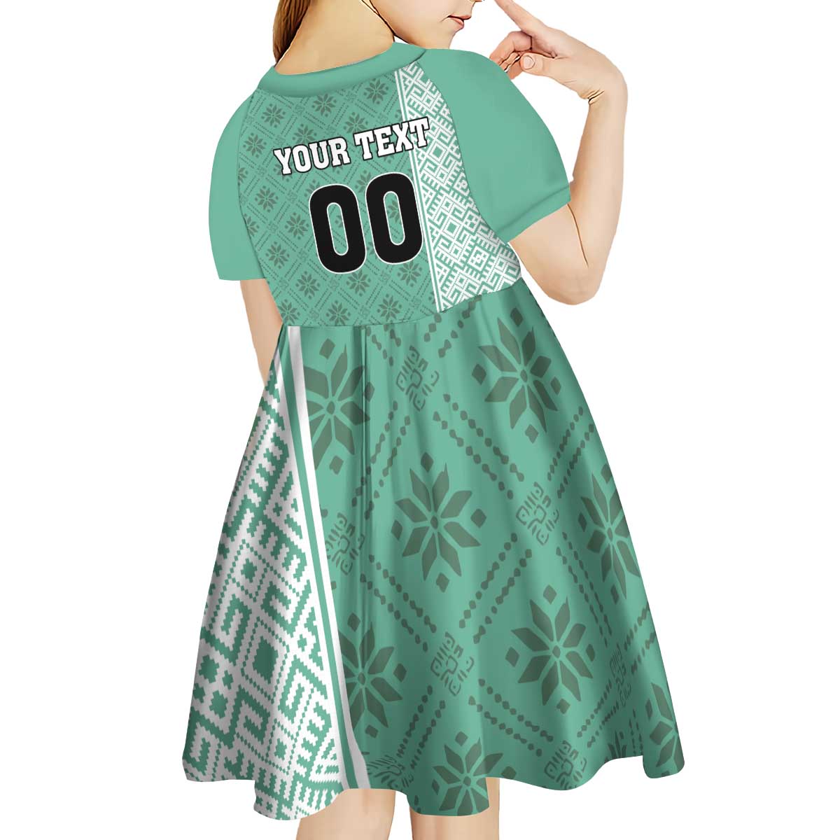 Custom Belarus Football Kid Short Sleeve Dress The White Wings Green Version