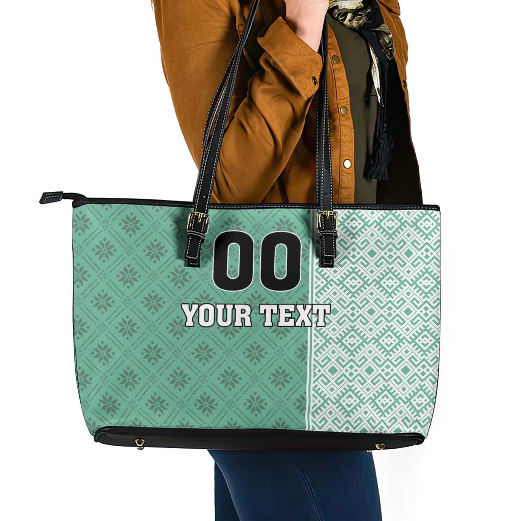 Custom Belarus Football Leather Tote Bag The White Wings Green Version