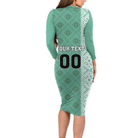 Custom Belarus Football Long Sleeve Bodycon Dress The White Wings Green Version