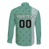 Custom Belarus Football Long Sleeve Button Shirt The White Wings Green Version