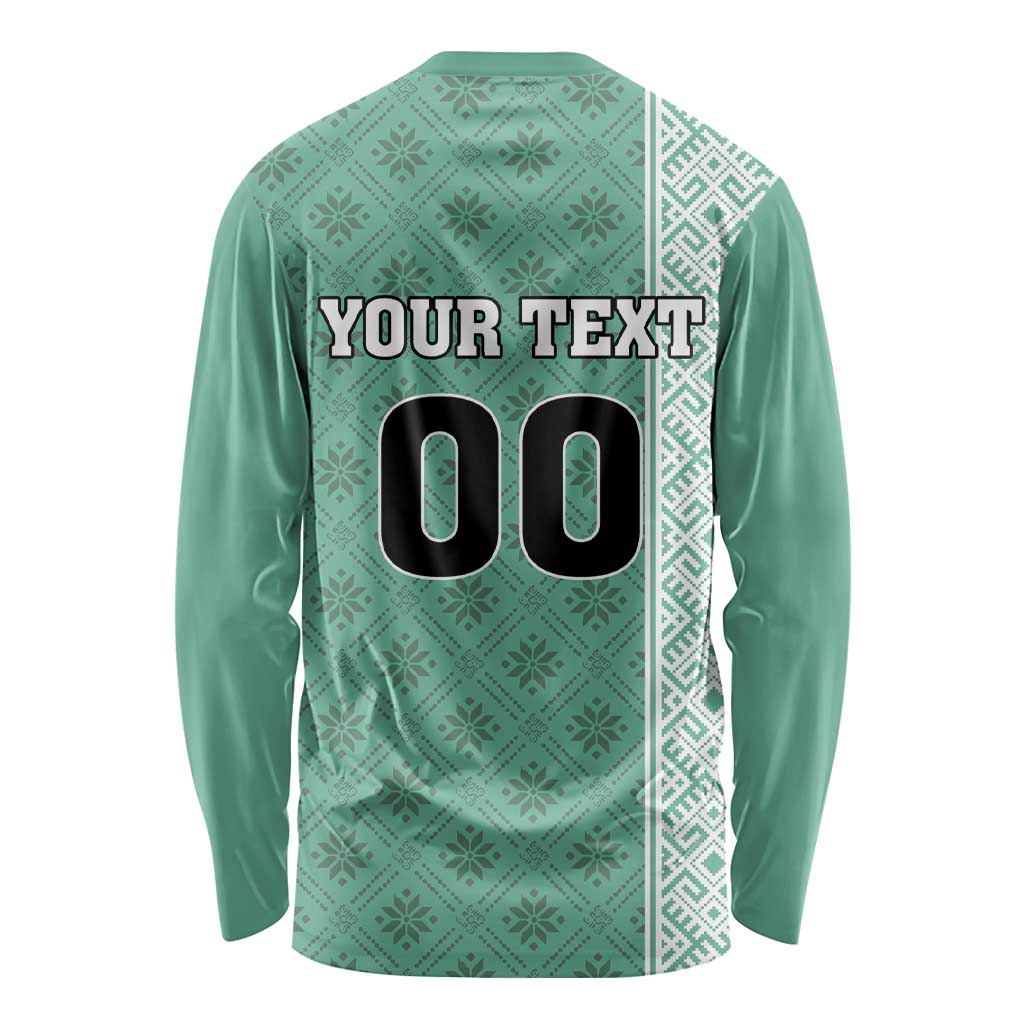 Custom Belarus Football Long Sleeve Shirt The White Wings Green Version