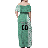Custom Belarus Football Off Shoulder Maxi Dress The White Wings Green Version