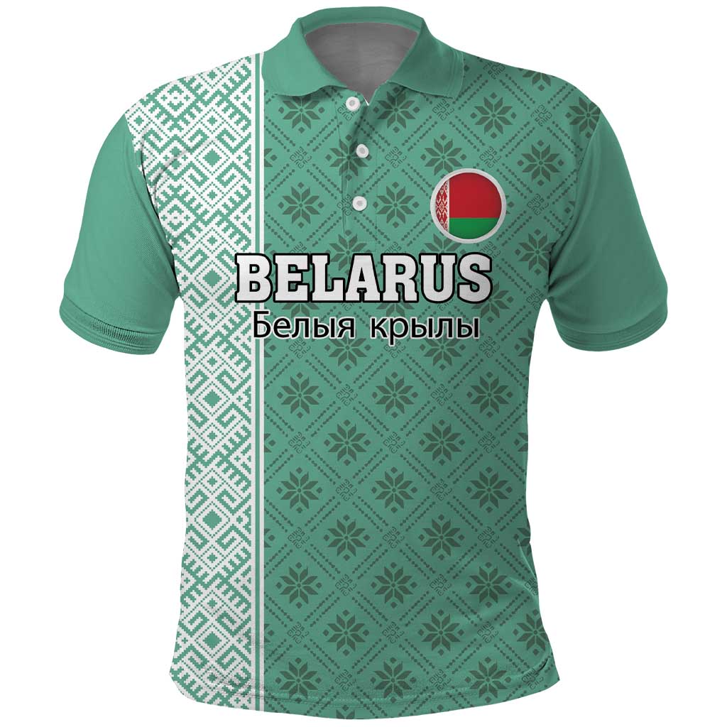 Custom Belarus Football Polo Shirt The White Wings Green Version
