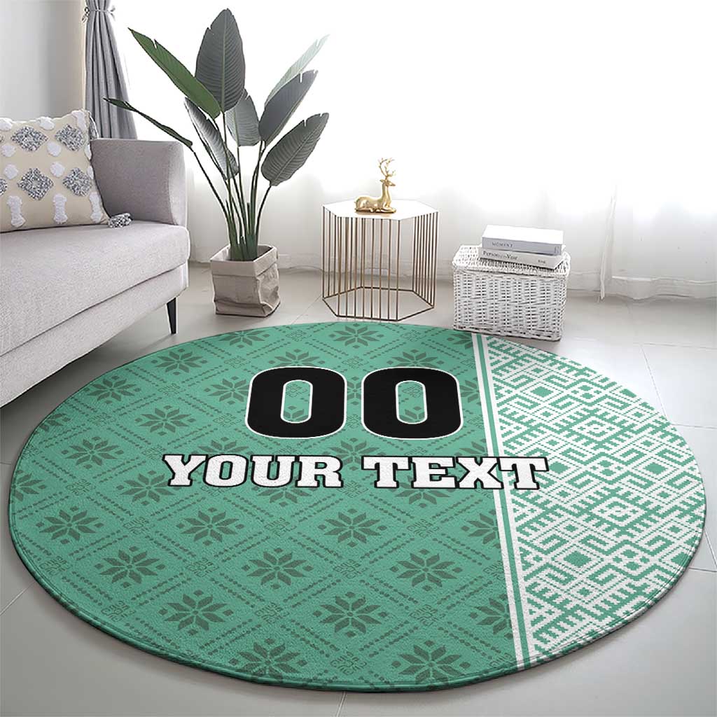 Custom Belarus Football Round Carpet The White Wings Green Version