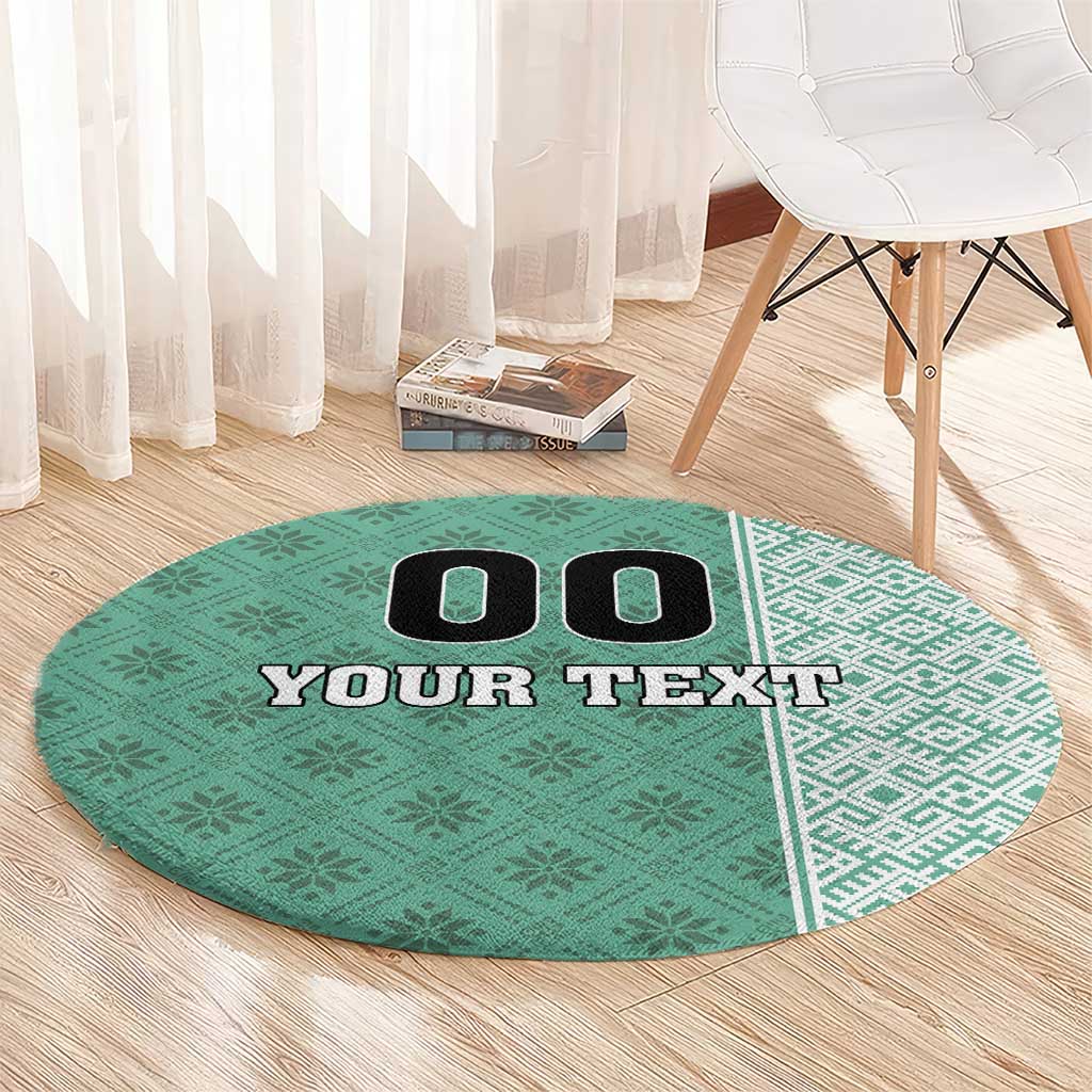 Custom Belarus Football Round Carpet The White Wings Green Version