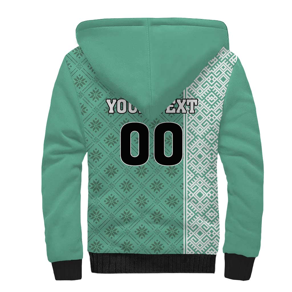 Custom Belarus Football Sherpa Hoodie The White Wings Green Version