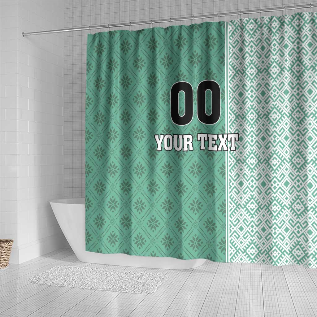 Custom Belarus Football Shower Curtain The White Wings Green Version