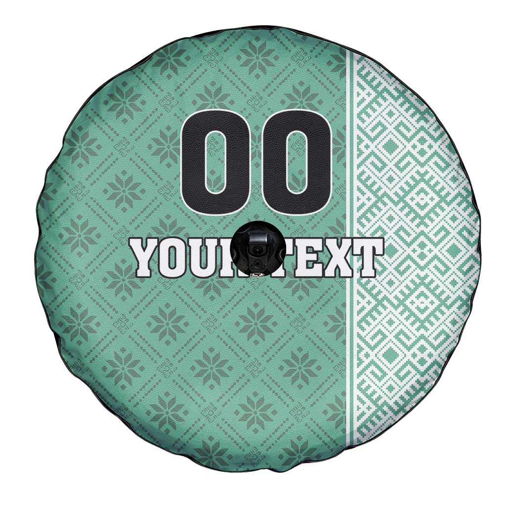 Custom Belarus Football Spare Tire Cover The White Wings Green Version
