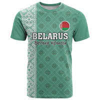 Custom Belarus Football T Shirt The White Wings Green Version