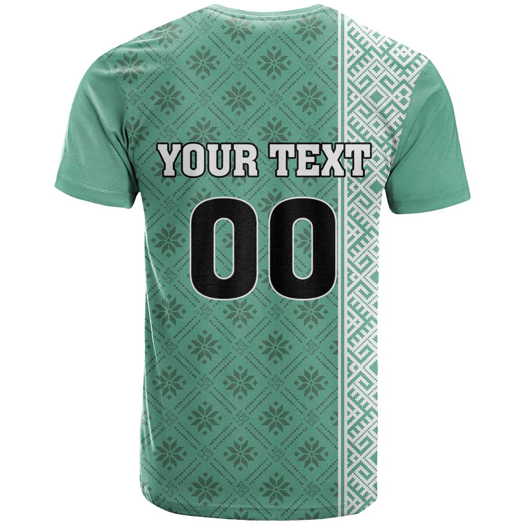 Custom Belarus Football T Shirt The White Wings Green Version