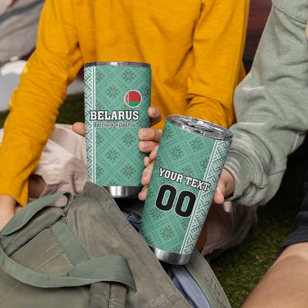 Custom Belarus Football Tumbler Cup The White Wings Green Version