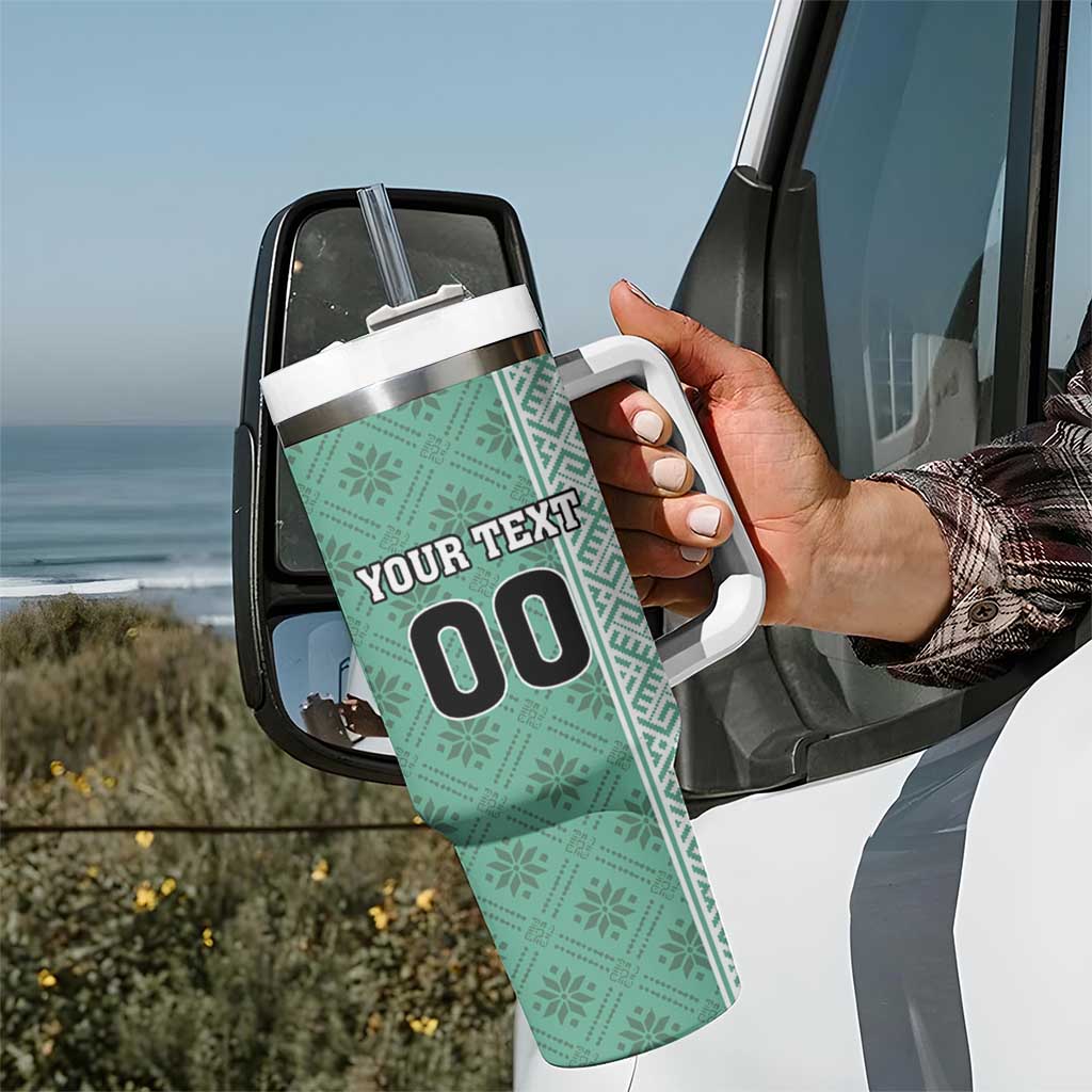 Custom Belarus Football Tumbler With Handle The White Wings Green Version