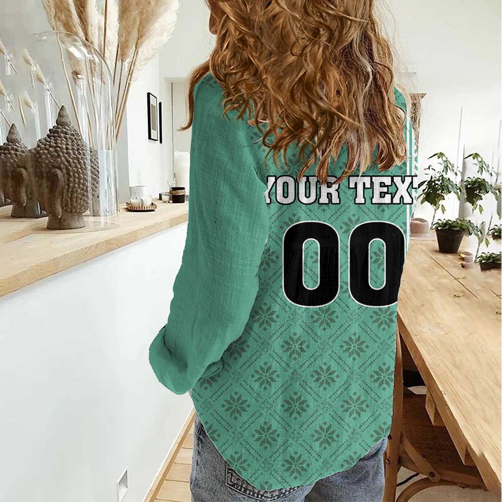 Custom Belarus Football Women Casual Shirt The White Wings Green Version